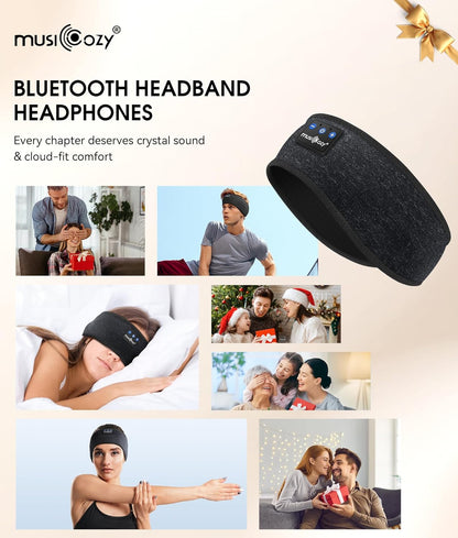 Sleep Headphones Bluetooth 5.4 Headband, Wireless Earphones Music Sleep Earbuds Sleeping Eye Mask with HD Stereo Speakers for Workout Running Travel Yoga, Ideal Gifts for Women Men